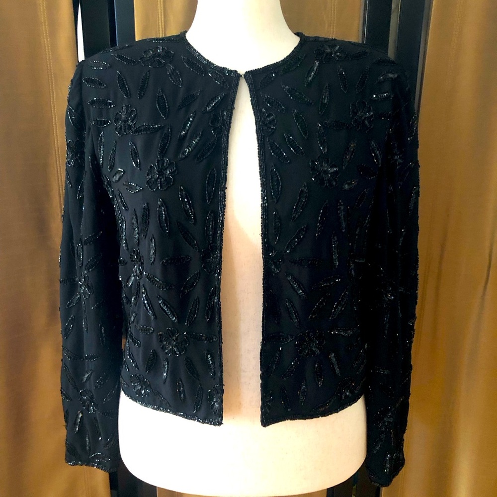JMD New York Elegant Black Beaded Women's Blazer
